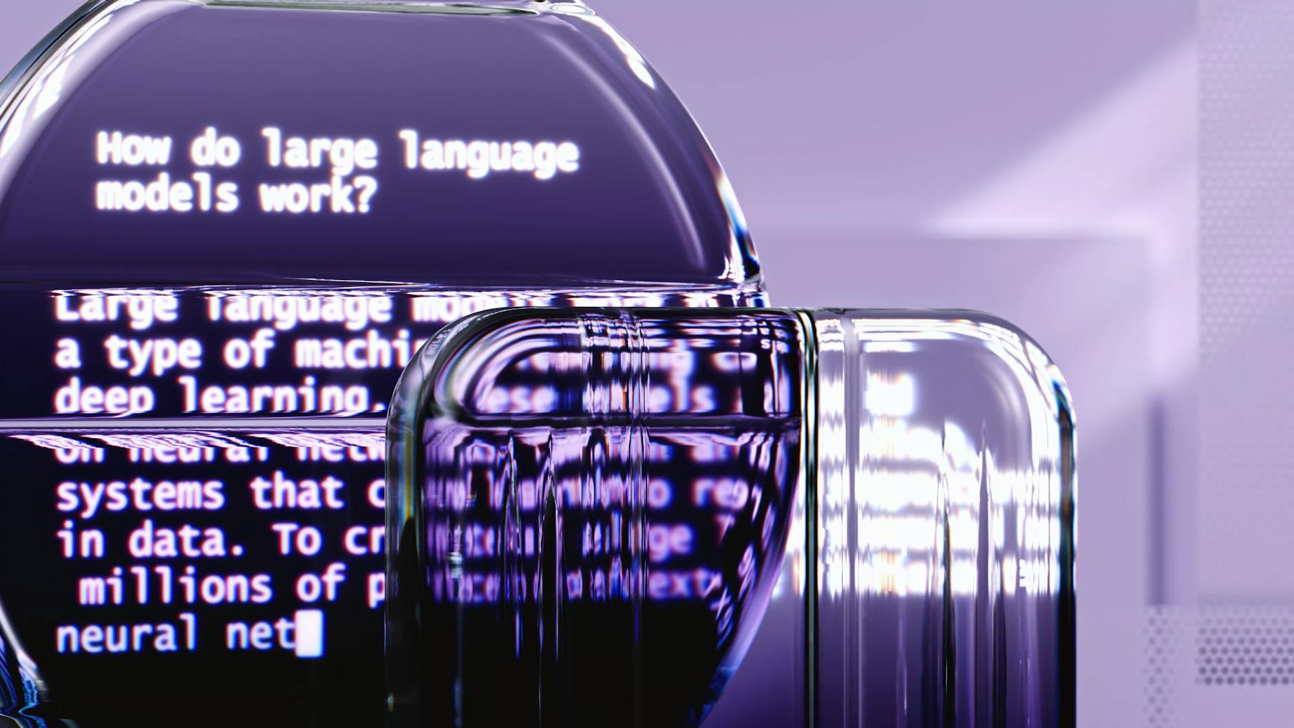 Abstrakcyjna wizualizacja dużych modeli językowych i technologii AI